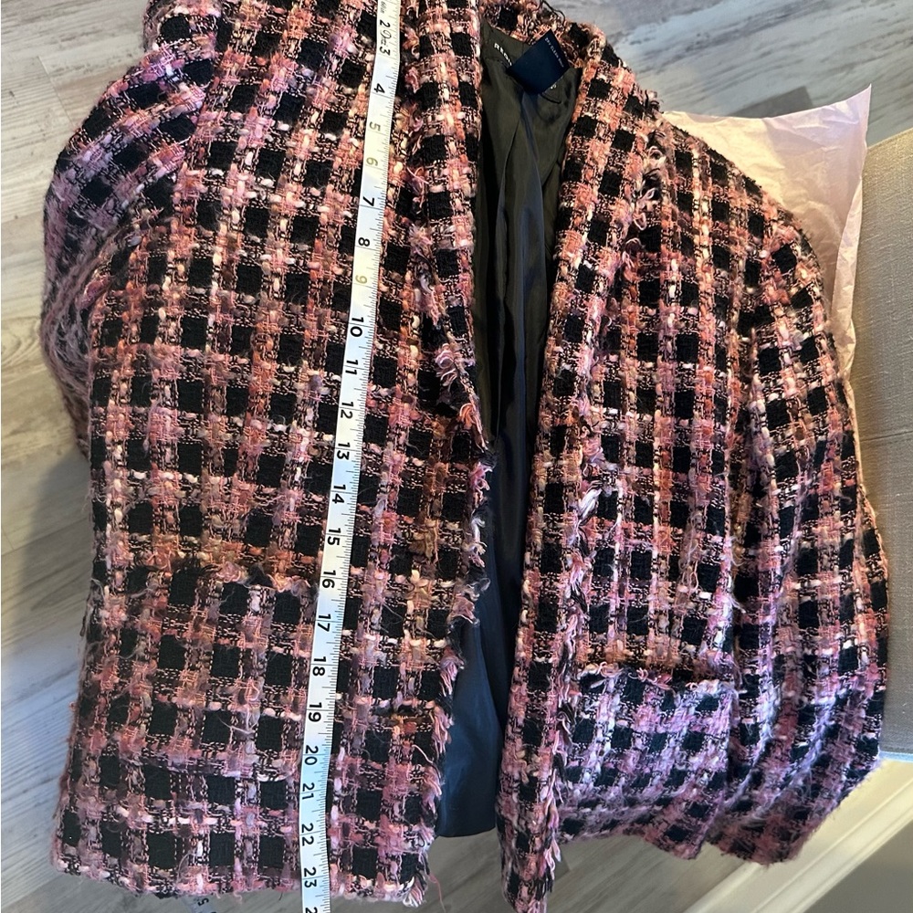 Pink and black large check tweed blazer - Picture 3 of 4